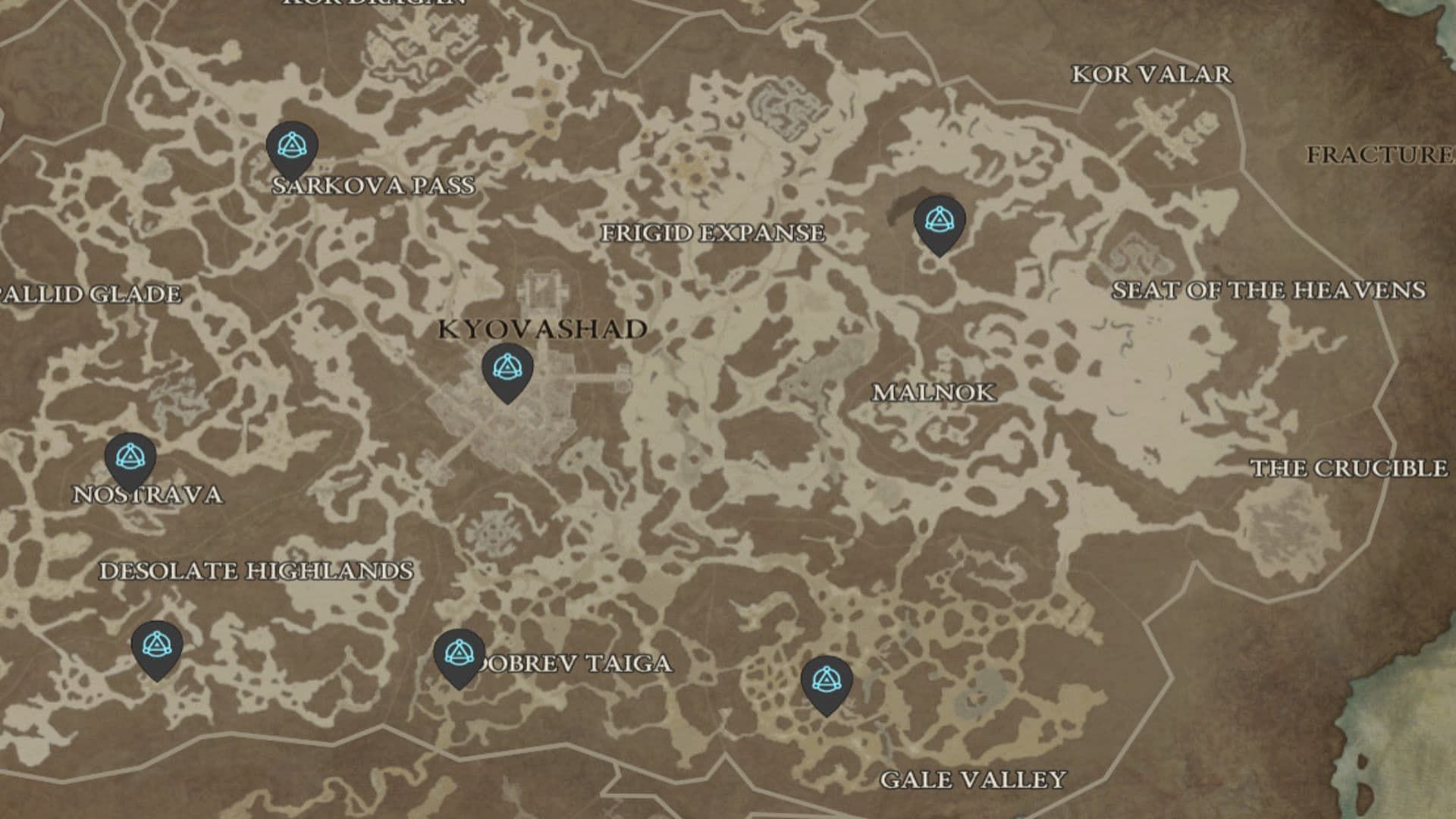 All Fractured Peaks waypoints (Image via Mapgenie.io)